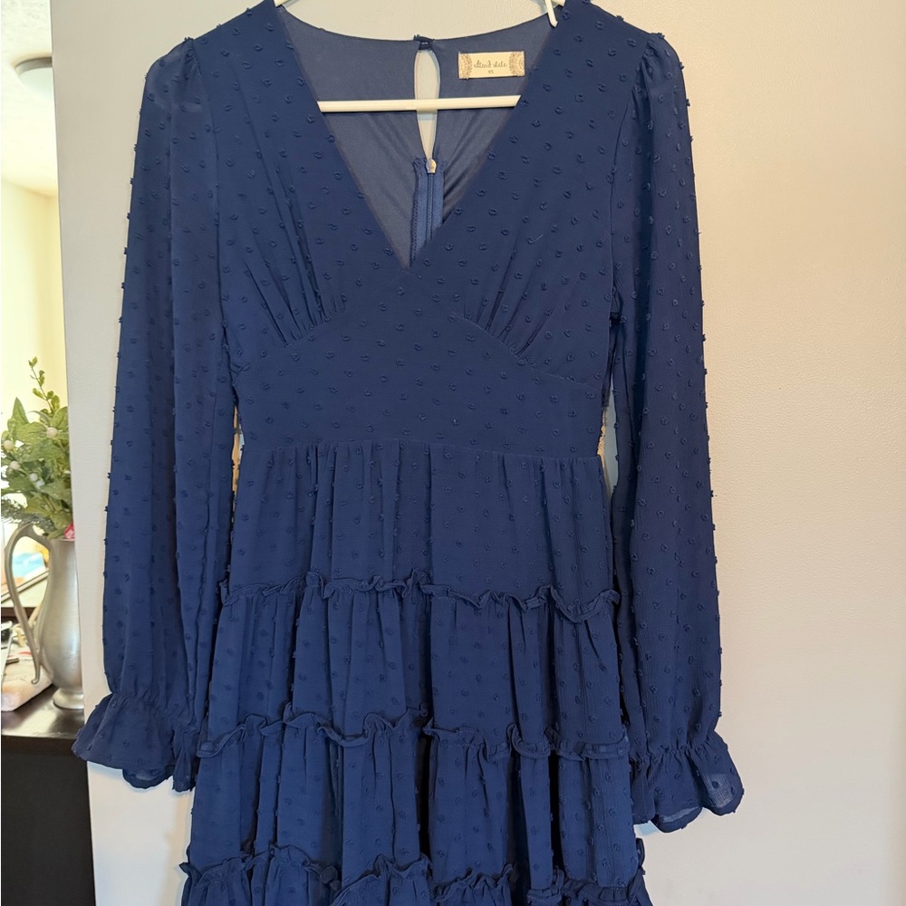 Altar'd State Deep Blue Long Sleeve Dress